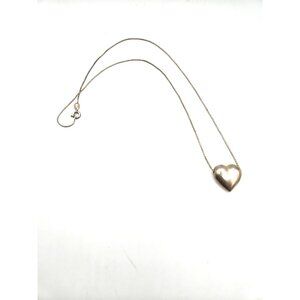 Vintage Sterling Silver Puffy Heart Necklace 925 Italy KJC – 18” Chain, 5g